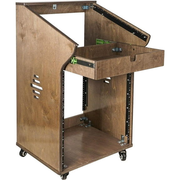 Sound Town DIY 2 x 12U Slanted Studio Rack with Baltic Birch Plywood ...