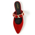 thumbnail image 5 of YDN Women Graceful Pointed Clossed Toe Slip On Mules Chain Strap Low Heel Sandals Casual Dressy Indoor Shoes Size 10 Red, 5 of 5