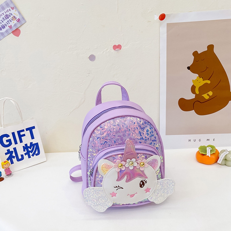 DejavYOU Cute Cartoon Unicorn Backpack Pu Sequin School Bags Boys And