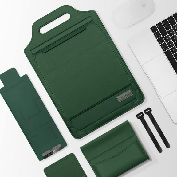 KOMI Laptop Case with Stand Compatible with 11.6-15.6 Inch MacBook Pro/Air Protective Bag Sleeve Cover for M3 M13 Computer Protective Sleeve Stand (Dark Green, 13.3/14inch)