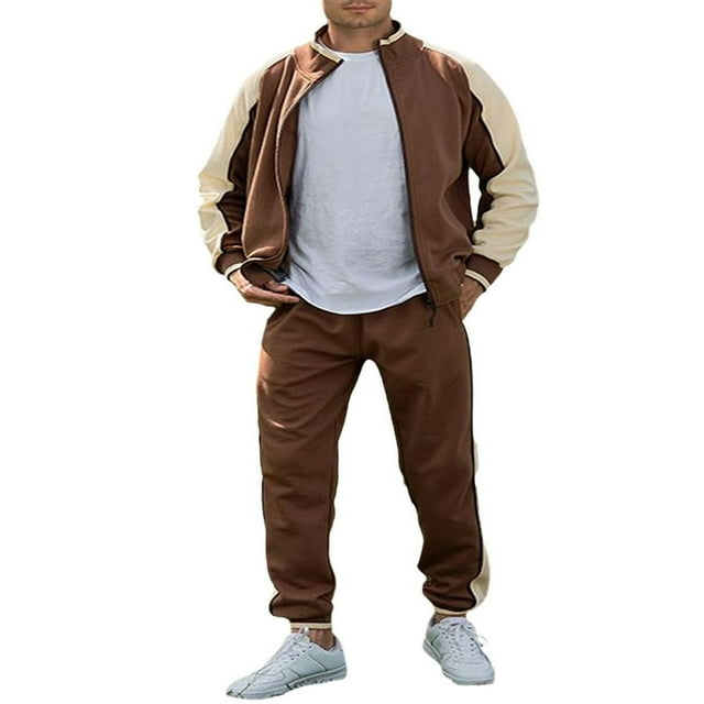 Men‘s 2 Piece Tracksuits Long Sleeve Stand Collar Sweatshirt + Pants