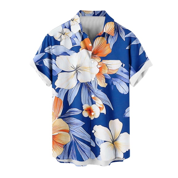 Txeol Men's Hawaiian Shirts - Stylish Short Sleeve Button Down with Unique Palmshadow Pattern, Perfect for Luau Parties & Beach Adventures Saving Deals,Blue,L