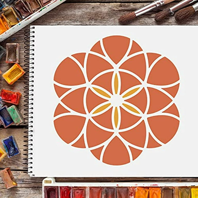 1pc Flower of Life Stencil 12x12 inch/30x30cm Painting Templates Wall Stencils Reusable DIY Art and Craft Stencils for Floor Tile Fabric Wood Decor