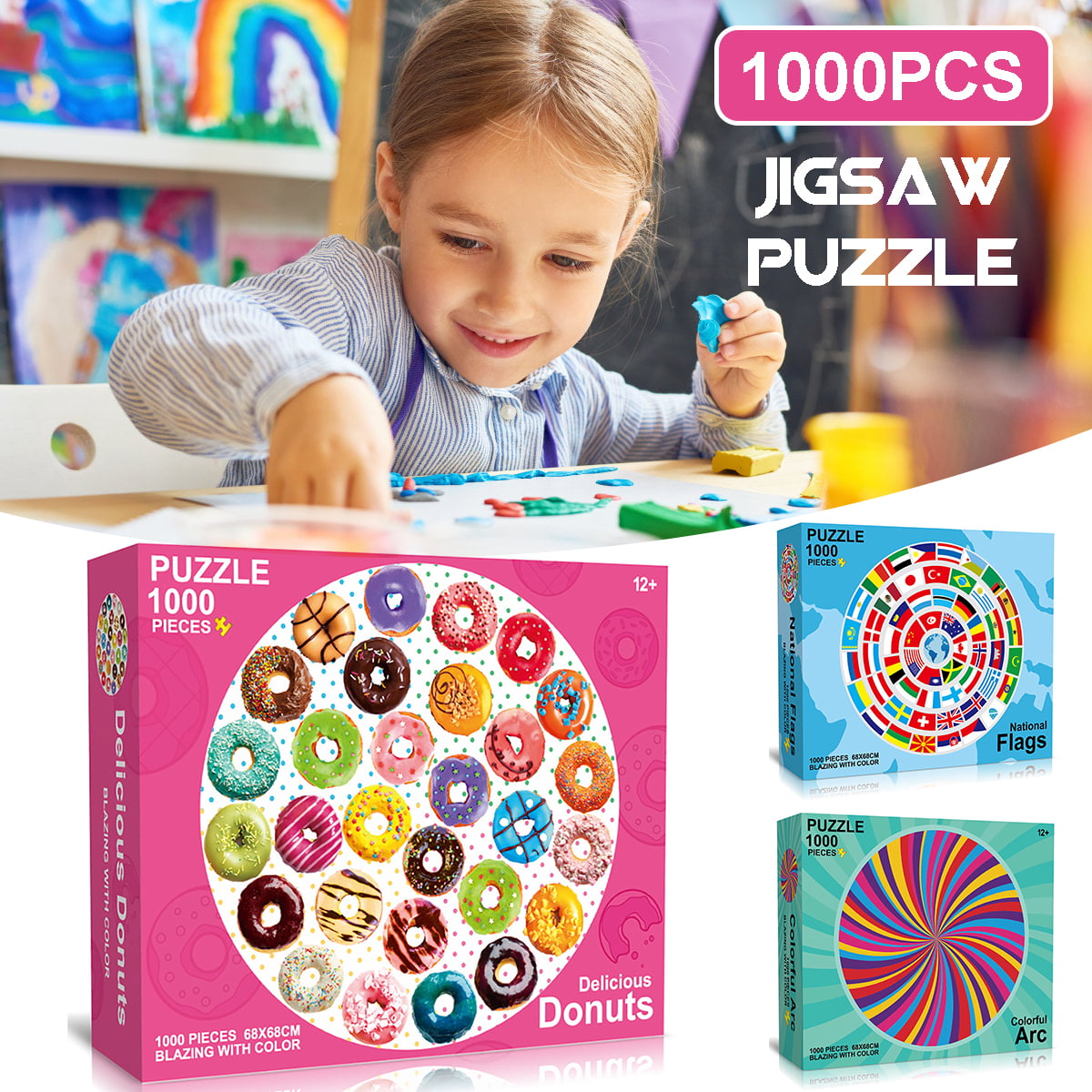 1000 PCS Jigsaw Puzzle Round Educational Puzzle Adult Kids Toy Colorful Arc 
