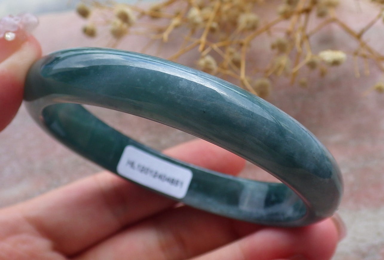 Icy Green Natural A JADE Jadeite Circle Bangle Bracelet 60 mm 682481 TN