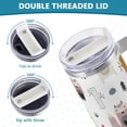 thumbnail image 5 of SKYSONIC Insulated Tumblers with Lids and Straws Handles 40oz Water Bottle Cute Hedgehog White Travel Mug Reusable Stainless Steel Thermos Vacuum, 5 of 7