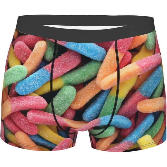 Mvirnsw Men'S Boxer Briefs, Sour Gummy Worms Short Underwear Soft Stretch Underpants For Men Medium Black