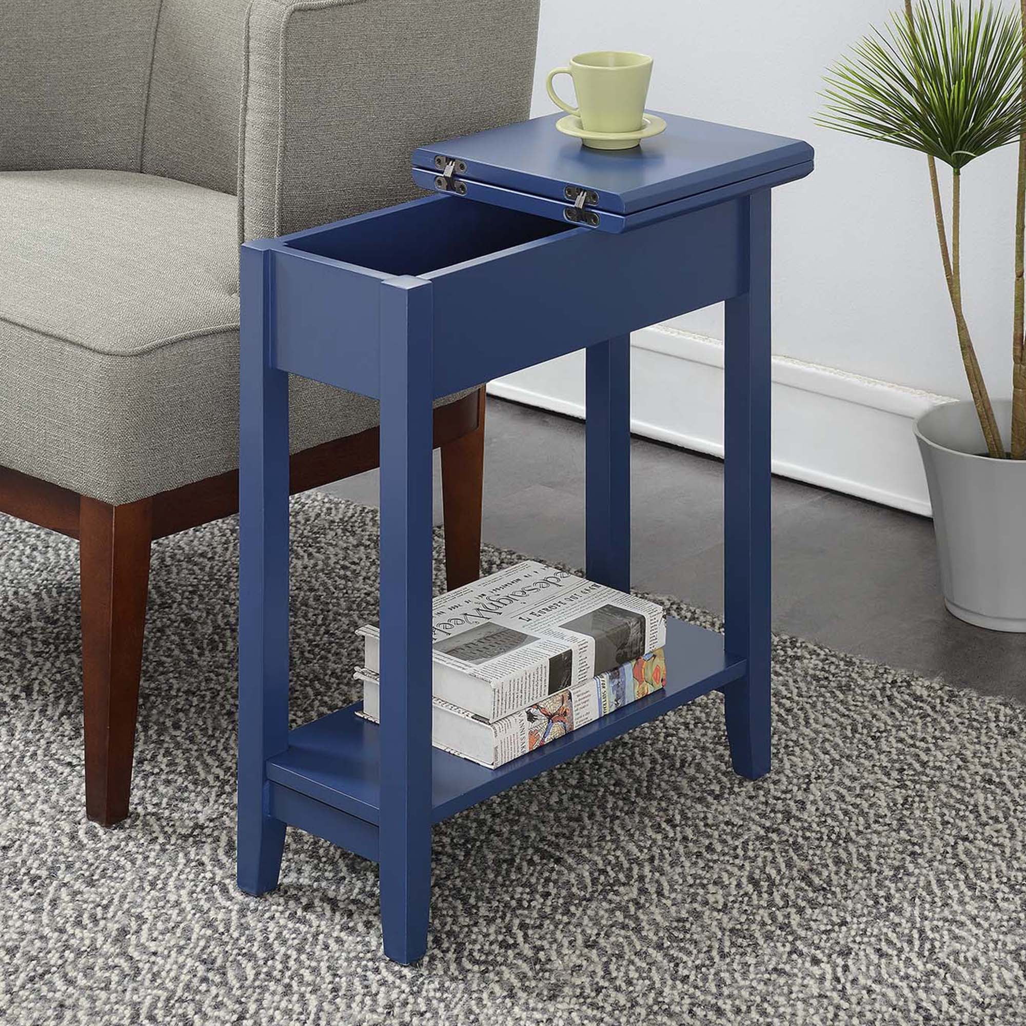 Convenience Concepts American Heritage Flip Top End Table, Cobalt Blue