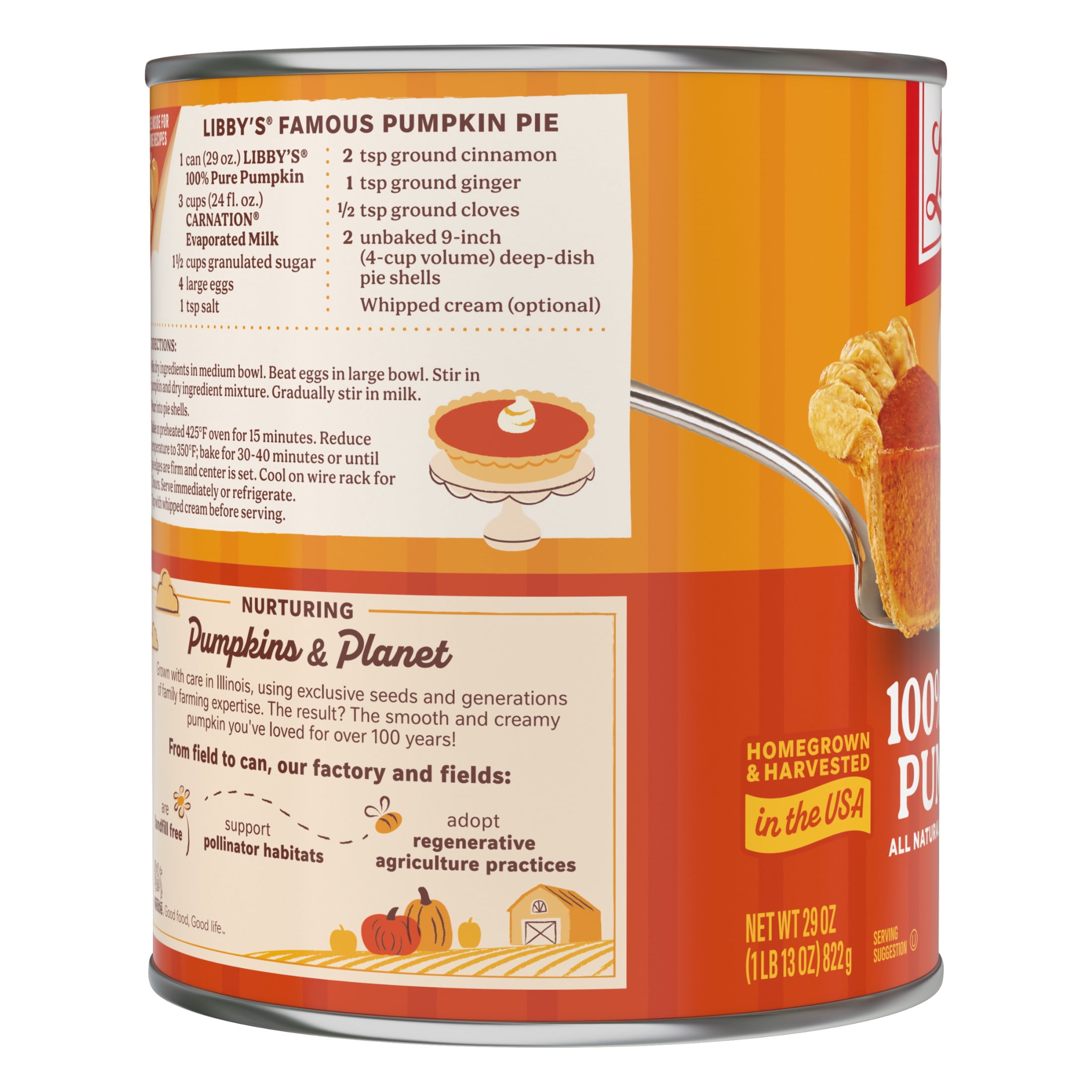 Libby's 100% Pure Pumpkin Puree, All Natural Gluten Free Canned Pumpkin for Baking Pumpkin Pie Dessert, 29 oz Can