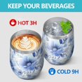 thumbnail image 4 of 12oz Stemless Wine Tumblers Pioneer Flower Floral Print Pattern Vacuum Insulated Stainless Steel Travel Tumbler Cups Mug with Lid and Straw for Champaign,Cocktail,Beer with Cleaning Brush, 4 of 5