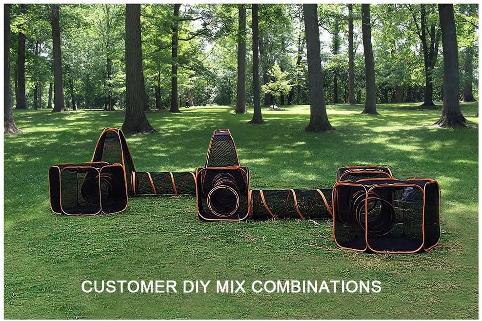 Portable Cat Small Animals Playpen DIY Outdoor Enclosures Freely Combinable 6in1 Pop Up Pet Play Tent Tunnel Cube House for Cat Puppy Rabbit