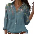 thumbnail image 2 of Top con botones para mujer,Blusa con botones para mujer Blusa estampada con botones de alta capacidad, 2 of 5
