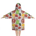 thumbnail image 2 of Gray Football Elements Pattern Blanket Hoodies for Kids 6-13YR Oversize Wearable Blanket Hoodies for Boys Girls Teens, 2 of 7