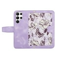 thumbnail image 4 of Allytech Galaxy S2 Ultra Wallet Case Cover, Slower Pattern PU Leather Shoulder Strap Hand Wrist Flip Cover for Girls Women Stand Protective Wallet Case for Samsung Galaxy S23 Ultra - Purple, 4 of 14