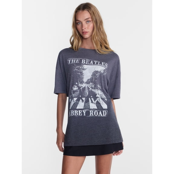 No Boundaries Beatles Abbey Road Graphic Boyfriend Tee, Women's Sizes XXS-XXL