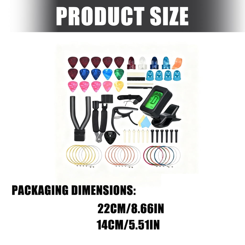 Zeiwohndc Guitar Tools Set Guitar Accessories Pack Including Guitar Picks, Capo, Strings