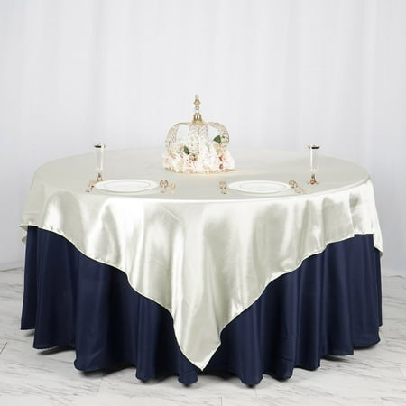 

BalsaCircle 90 x 90 Ivory Square Satin Table Overlays Wedding Party Tablecloth Catering