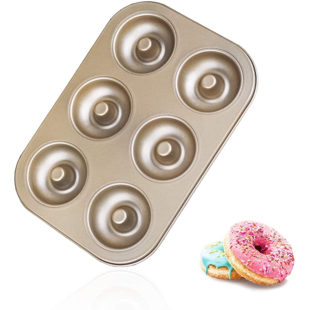 Sartén para donas, mini sartenes para donas antiadherentes de 6 cavidades, sartenes para hornear moldes para donas de acero al carbono, hojas para hornear para horno seguro y saludable (1 unidad) Adepaton LT65-1