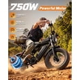 thumbnail image 2 of 750W 28Mph,48V 25AH Electric Bike for Adults,Max 80 Miles, 20" Fat Tire Mountain Bike,Disc Brakes,TUV Rheinland Certified, 2 of 9