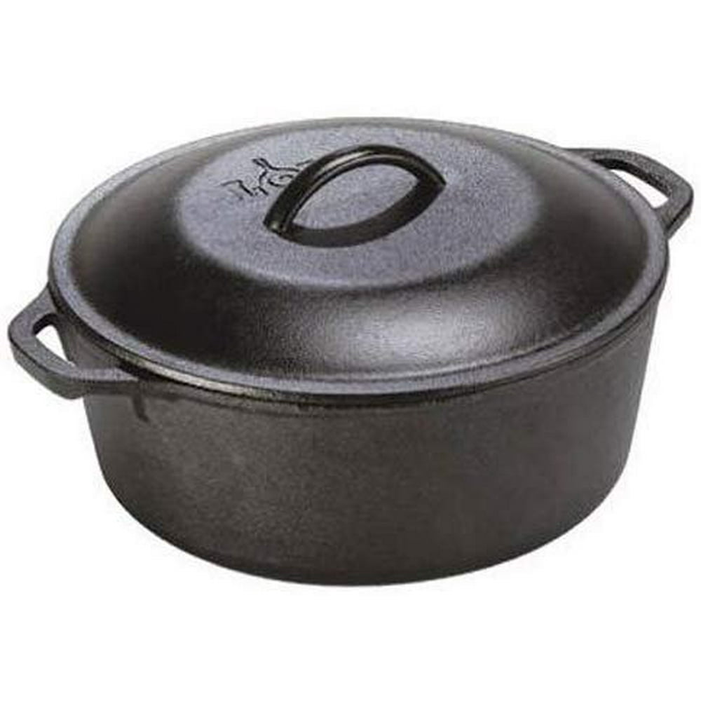 Lodge 5 Quart Cast Iron Dutch Oven. PreSeasoned Pot with Lid and Dual