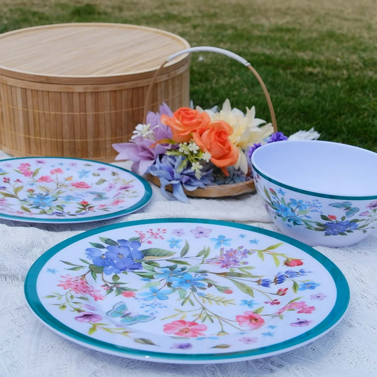 Zayton 12-Piece Floral Melamine Dinnerware Set for 4 photo 7
