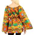 thumbnail image 2 of Sakkas Mela Women's Long Sleeve Peplum Off Shoulder Blouse Top in African Ankara - 43-Multi - One Size Regular, 2 of 5