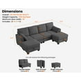 thumbnail image 5 of CHIC HOUSE 101" Sectional Sofa with Storage Ottoman Chaise, Corduroy L/U Shaped Sofa Convertible Sectional Couches for Living Room, 6 Seater Corner Modular Sofa with Deep Seat Throw Pillows, Gray, 5 of 10