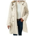 thumbnail image 2 of Pejock Women's Winter Casual Jacket, Long Sleeve Lapel Coat, Mid-Length Fleece Outerwear for Daily Wear, 2 of 8