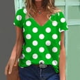 thumbnail image 2 of Inverlee T Shirts for Women V Neck Dressy Casual Short Sleeve Tops Plus Size Dot Print Shirts Comfy Holiday Tunic Blouse Tee, 2 of 6