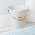 thumbnail image 6 of iDesign 3.3-Gallon Metal Pail Trash Bucket Wastebasket with Wooden Handle, White, 6 of 7