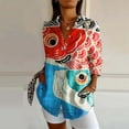thumbnail image 2 of Womens Long Sleeve Shirts Summer Floral Print Button Down Lapel Collared Dressy Casual Spring Tops Business Blouses, 2 of 4