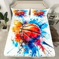 thumbnail image 2 of Manfei Kids Baksetball Game Bed Sheets,Ball Sport Theme King Sheets,Multicolor Splash Ink Sheet Set For Kids Boy,Microfiber Bedroom Decor,4pcs, 2 of 7