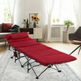 thumbnail image 2 of Costway Folding Retractable Travel Camping Cot w/Removable Mattress & Carry Bag Red, 2 of 10