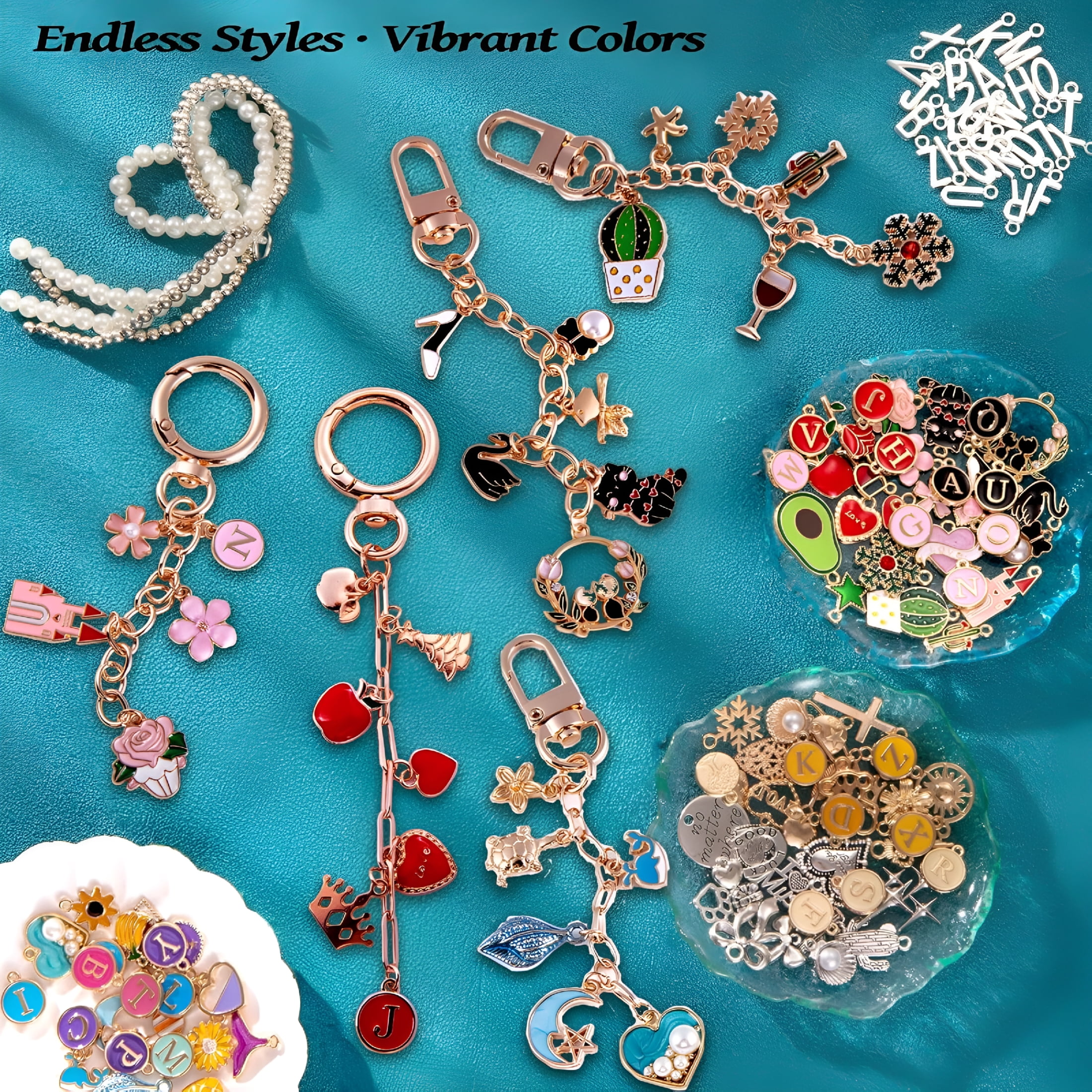 DESIGNICE 325Pcs Keychain Making Kit with Charms, Chains, Jump Rings and Tools – Diy Keychain Kit for Jewelry Making, Bag Charms, Crafts and Personalized Gifts