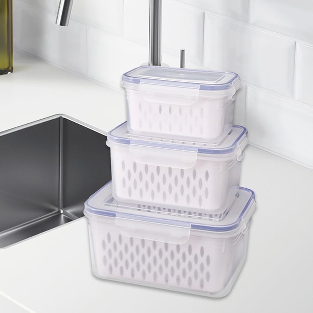 Caja de almacenamiento para conservación de alimentos en el frigorífico, caja de almacenamiento para frutas y verduras, organizador multiusos para el Como se describe