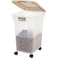 thumbnail image 3 of IRIS 58 Lbs / 67 Qt WeatherPro Airtight Pet Food Storage Container with Attachable Casters, For Dog Cat Bird and Other Pet Food Storage Bin, Keep Fresh, Translucent Body, Clear/Almond, 3 of 6