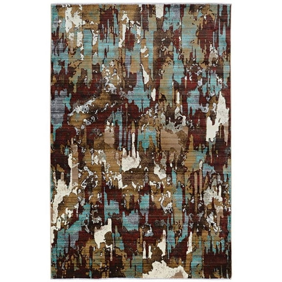 Riverbay Furniture Transitional Polypropylene 3'x5' Rug in Beige and Burgundy