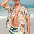thumbnail image 7 of Logiee Tropical Beach Sea Shell Print Mens Hawaiian Shirts,Loose-Fit Short Sleeve Button Down Tropical Aloha Beach Shirt,Summer Vacation Wedding Tops,Large, 7 of 7