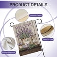 thumbnail image 4 of Welcome Spring Summer Garden Flag Lavender Flower Bucket, Decorative House Yard Lawn Outdoor Small Burlap Flag Lantern Decor, Vintage Farmhouse Seasonal Outside Decorations Double Sided 12.5 x 18, 4 of 6