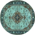 thumbnail image 1 of Ahgly Company Indoor Round Medallion Light Blue Traditional Area Rugs, 4' Round, 1 of 4
