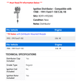 thumbnail image 2 of Ignition Distributor - Compatible with 1988 - 1991 Ford F-150 5.8L V8 1989 1990, 2 of 2