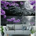 thumbnail image 4 of PRATYUS  Small Full Moon Over Ocean Tapestry Wall Hanging, Purple Japanese Cherry Blossom Wall Tapestry, Fantasy Asian Scenery Tapestry for Bedroom Living Room Dorm Home Decor, Multi Size Painting, 4 of 6