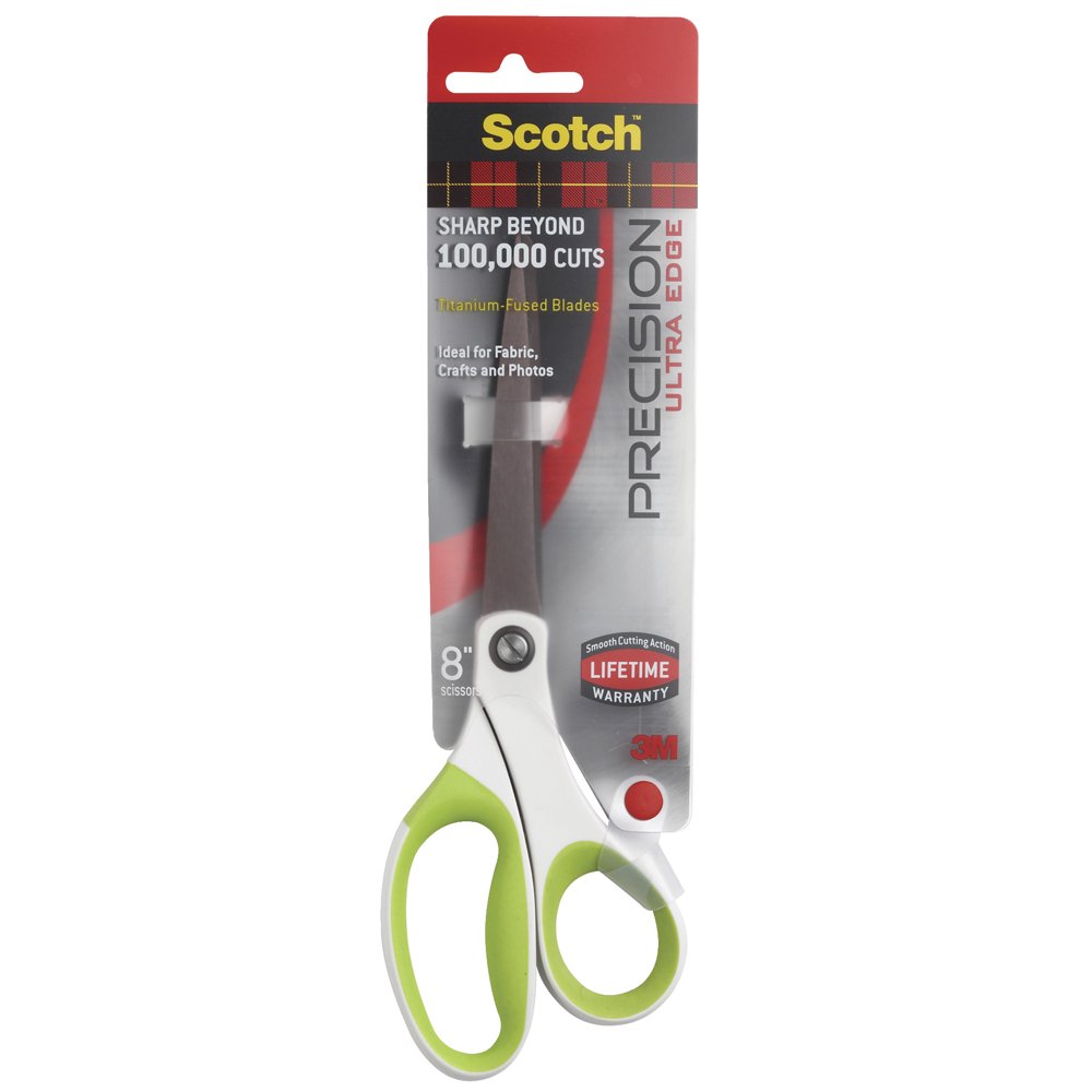 Scotch Precision Ultra Edge Scissors, 8 Inches, Straight, Green