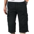 thumbnail image 1 of Men's Solid Color 3/4 Length Cargo Pants Combat Multi Pocket Loose Pants, 1 of 3