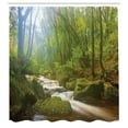 thumbnail image 3 of Ambesonne Green Shower Curtain, Forest at Golitha Falls, 69"Wx70"L, Green Brown, 3 of 5