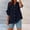 Dark Blue, variant on LADIGASU Women's Cotton And Linen Shirt Solid Color 3/4 Sleeve Top Oversized T-shirt Casual V-neck Shirt