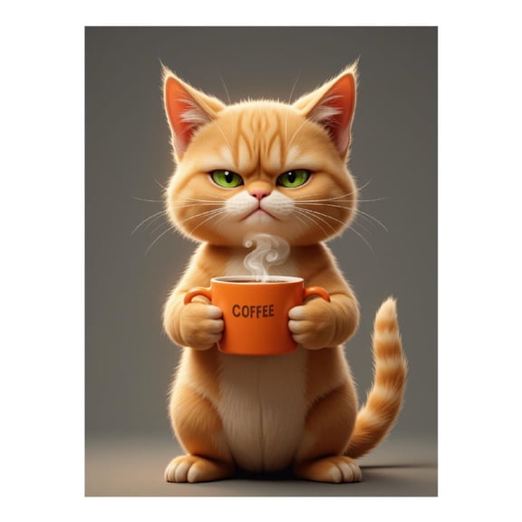 Diamond Art Kit for Adults, Cat Morning Coffee Mug Diamond Painting for Adults Beginners, DIY Diamond Art Painting Kits, 5D Diamond Painting Crafts for Home Decor 12x16 Frameless