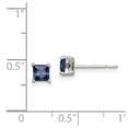 thumbnail image 4 of Diamond2Deal 925 Sterling Silver Polished 4mm Square Dark Blue Cubic Zirconia Stud Earrings for Women (L- 0.16 inch, W- 0.16 inch), 4 of 6