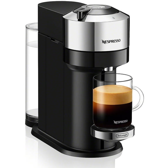 Open Box Nespresso By DeLonghi New Vertuo Next Premium Coffee and Espresso Maker in Chrome, Single-Serve Brewers