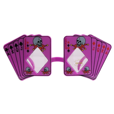 Skull Poker Playing Cards Costume Novelty Sunglasses, Purple Black Frame, OS
